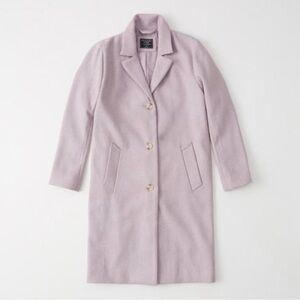 Abercrombie & Fitch Wool-Blend Dad Coat in lavender